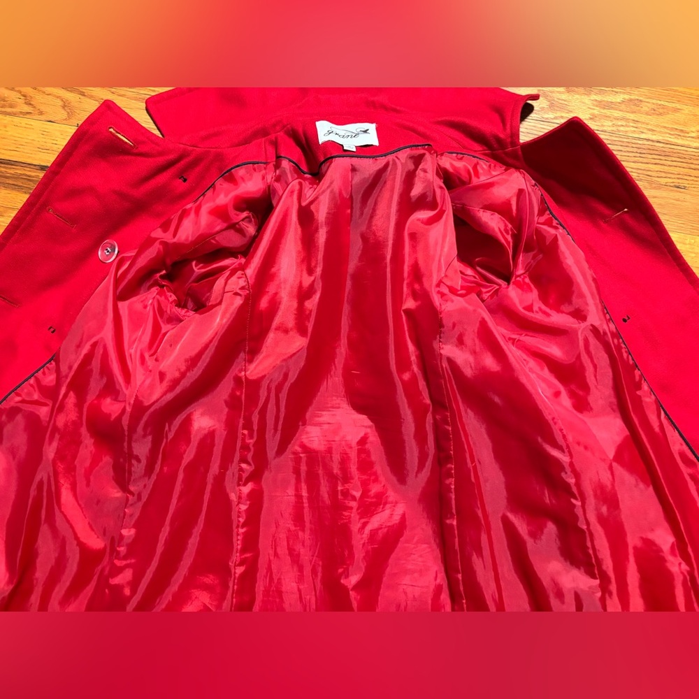 Grane Bold Red Pea Coat - Picture 4 of 8